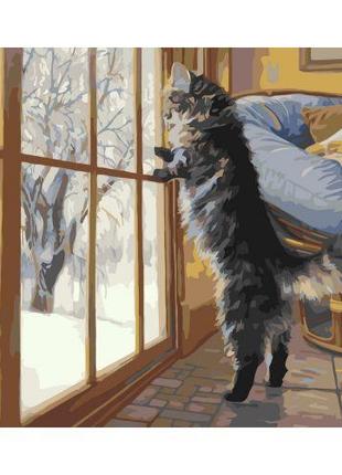 Картина по номерах "Котик біля вікна" 40x50 см