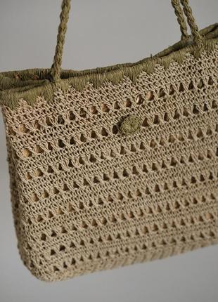 Винтажная плетеная сумочка бежевая