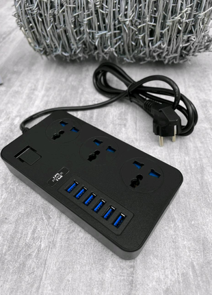 Мережевий подовжувач Power Socket TB-T09 на 3 розетки та 6 USB