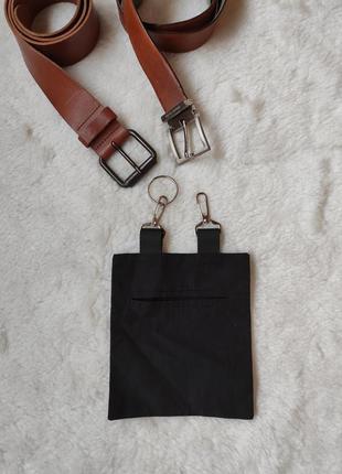 Черная маленькая сумка на пояс карман на пояс ремень на карабинах