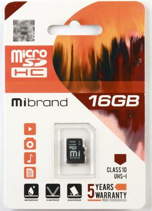 MicroSDHC (UHS-1) Mibrand 16Gb class 10