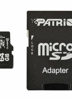 MicroSDXC (UHS-1) Patriot LX Series 64Gb class 10 (adapter SD)