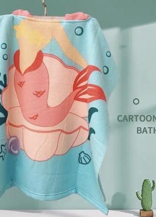 Полотенце детское мултишное с капюшоном накидка банная бассейн