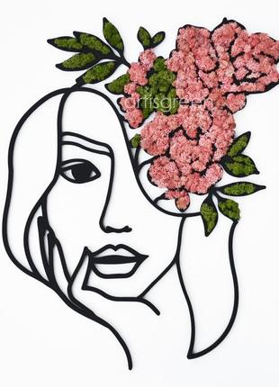 Панно для інтер'єрного декору і моху «дівчина з квітами», п01