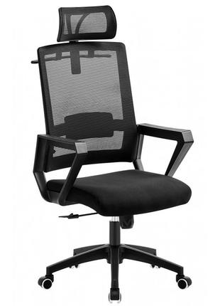 Кресло с подголовником остин, класса vip сетка цвет черный