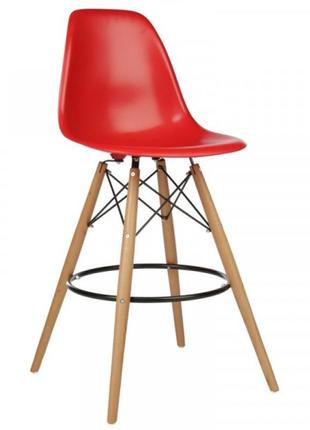 Высокий барный стул пластиковый тауэр вуд  красный