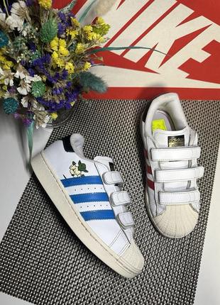 Оригінальні шкіряні кросівки на липучках adidas superstar