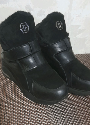 Philipp Plein зима Женские красивые ботинки с мехом кожа полуботи