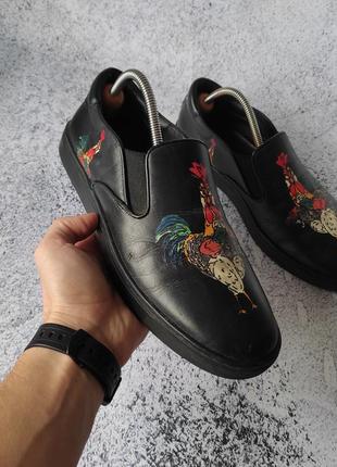 Мужские кожаные слипоны dolce gabbana leather slip-on