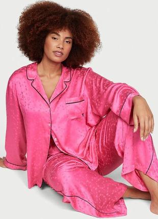Женская пижама (штаны+рубашка) victoria's secret satin xs розовая