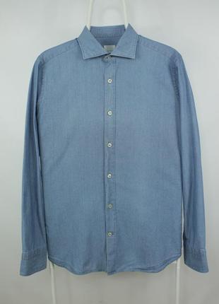 Итальянская люкс рубашка рубашка кaliban 820 slim fit blue den...