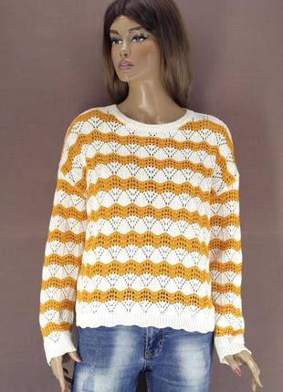 Брендовый свитер ажурной вязки "tu". размер uk12.