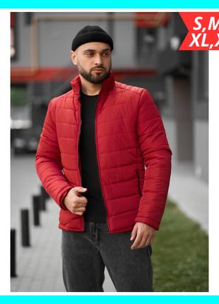 Чоловіча стильна червона стьобана куртка демісезонна Memoru, Ч...