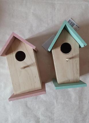 Древесный дом для птиц розовый или голубой 8085