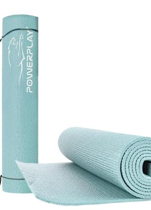 Килимок для йоги та фітнесу PowerPlay 4010 PVC Yoga Mat М'ятни...