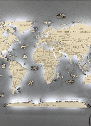 Дерев`яна 3D карта світу