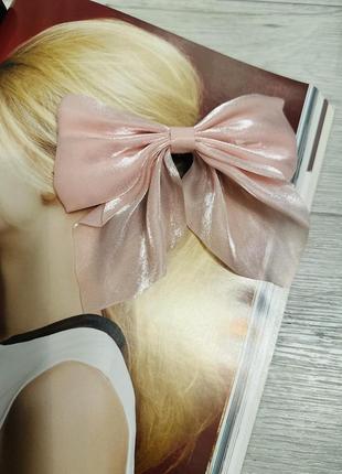 Женская заколка для волос 11*12см с блестящим бантиком Розовый...