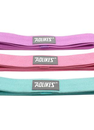 Набор резинок для фитнеса AOLIKES RB-3607 3шт Green+Pink+Viole...