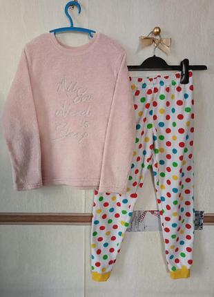 Теплая сборная пижама комплект для дома р.8-9 лет