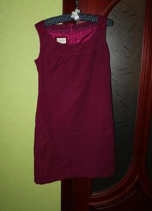 Вельветовый бордовый сарафан, платье, размер 12, наш 48 от lau...