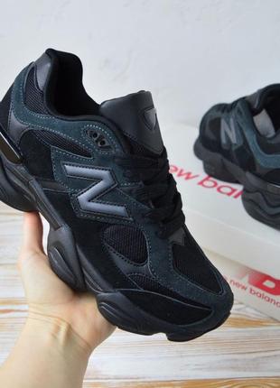 New balance 9060 черные мужские кроссовки кеды замша замшевые ...