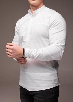 Белая мужская рубашка "style" воротничок - стойка