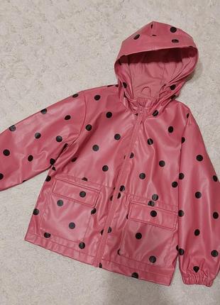 Дощовик куртка вітровка рожева в чорний горошок