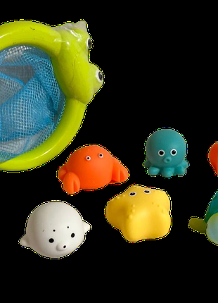 Игрушка для ванной с сачком и 8 светящимися игрушками