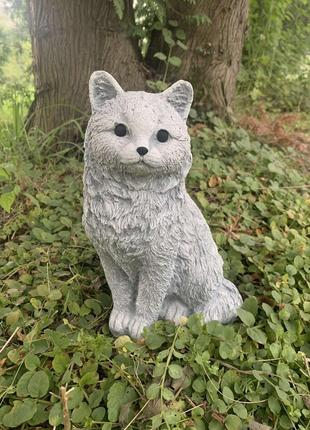 Садовая фигура, статуэтка Котик пушистый для декора сада изгот...