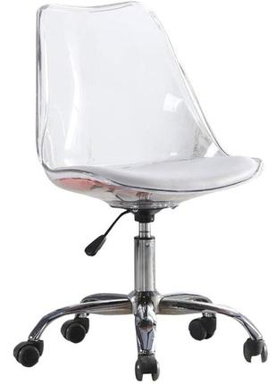 Кресло пластиковое прозрачное с подушкой на колесах астер
