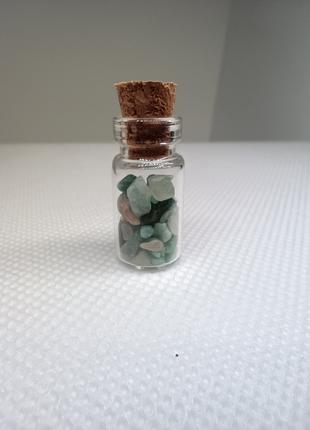 Натуральний камінь Амазоніт в пляшці 2 см для медитації та декору
