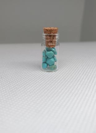 Натуральний камінь Бірюза в пляшці 2 см для медитації та декору