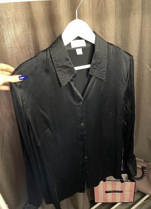 Черная шелковая рубашка классическая peter hahn s m