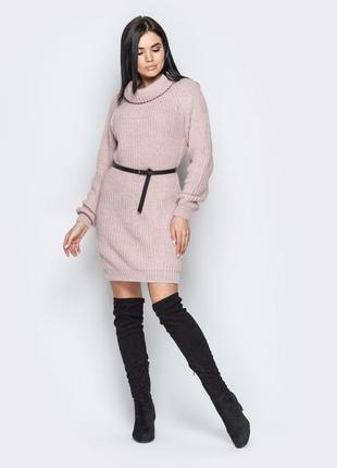 Платье вязаное adel  розовый размер 42-46