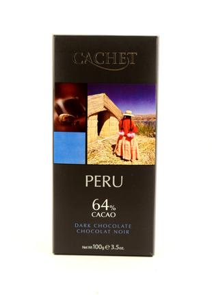 Бельгийский шоколад черный 64% какао Cachet Peru 100гр (Бельгия)