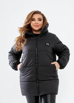 Жіноча тепла зимова куртка чорного кольору 25471 n
