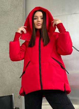 Жіноча тепла зимова куртка  червоного кольору 25860 n