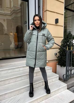 Жіноча тепла зимова куртка оливкового кольору 25489 n