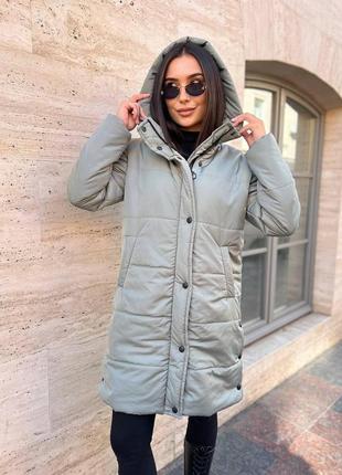 Жіноча зимова куртка оливкового кольору 25520 n