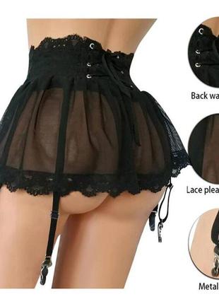 Сексуальная кружевная юбка с подвязками подтяжками чулков