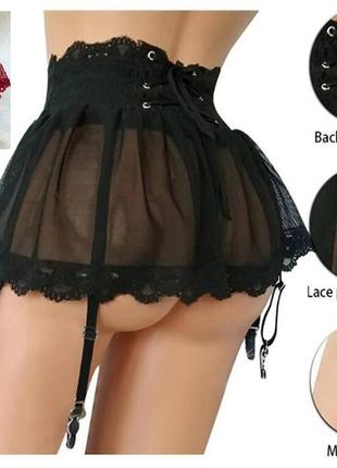 Сексуальная кружевная юбка с подвязками подтяжками чулков