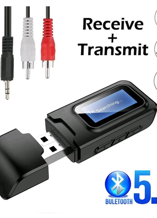 Bluetooth 5.0 приёмник/передатчик.AUX, RCA, блютус адаптер, LCD