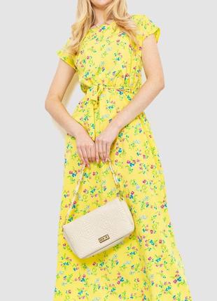 Платье с цветочным принтом, цвет желтое, 214r055