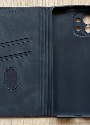 Чехол - книжка (флип чехол) для Xiaomi Mi 11 чёрный, матовый, ...