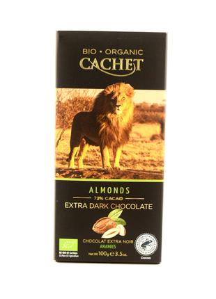 Шоколад черный с миндалем Cachet Bio Organic 72% cacao 100 г Б...