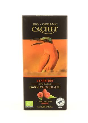 Шоколад черный с малиной Cachet Bio Organic 57% cacao 100 г Бе...