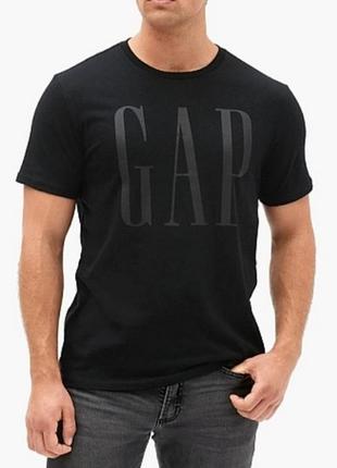 GAP Размер Л Хлопковая черная мужская футболка с лого Оригинал