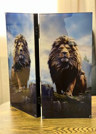 Нарды из дерева + каленое стекло, с изображением Льва, царь звере