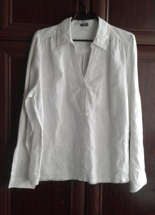 Рубашка блуза сорочка льняная белая redoute батал