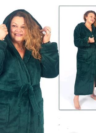 Махровый женский халат зеленый халат бутылка длинный халат жен...